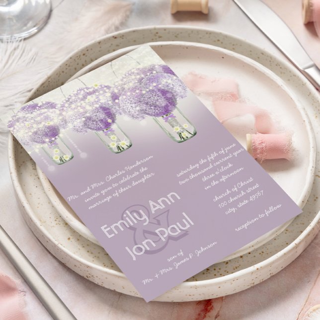 Die cut Radiant Lila Mason Burk Bröllop Inbjudningar (Skapare uppladdad)