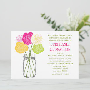 Die cut Ranunculus Ro Lime Rosa Gult Mason Burk Inbjudningar