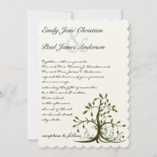 Die cut Romantic Rustic Träd bröllopsinbjudan Inbjudningar