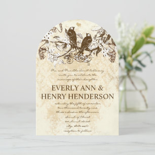 Die cut Rustic Cherry Blommar Love birds Bröllop Inbjudningar