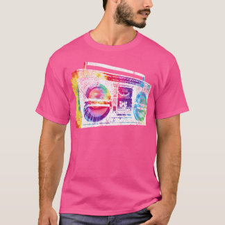 Die Dye för musik med Ghetto Blaster Boombox Radio T Shirt