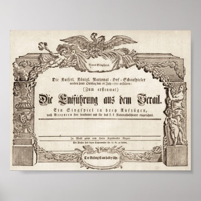 Die Entführung aus dem Serail Oper Amadeus Mozart Poster (Framsidan)