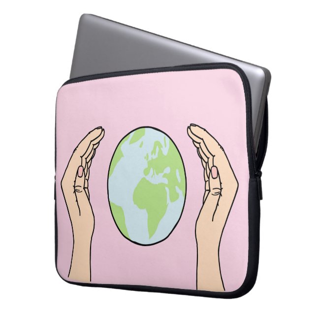 Die Erde zwischen zwei Händen Laptop Fodral (Framsidan Vänster)