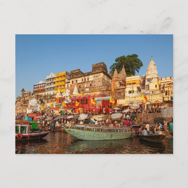 Die Ghats von Varanasi am Ganges Vykort (Framsida)
