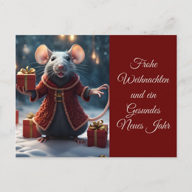 Die kl. Ratte wünscht frohe Weihnachten Vykort (Framsida)