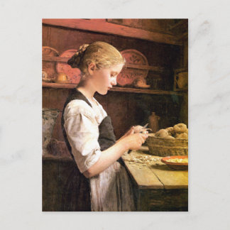 Die kleine Kartoffelschälerin Vykort