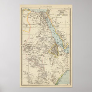 Die Nillander - Atlas Karta i Nilen Poster