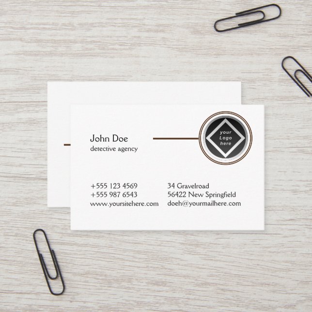 Die professionelle Visitenkarte für Detekteien Visitkort (Fram/Back In Situ)