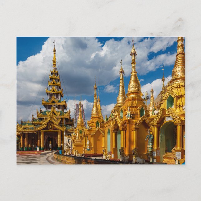 Die Shwedagon Pagode in Rangoon Myanmar Postkarte Vykort (Framsida)