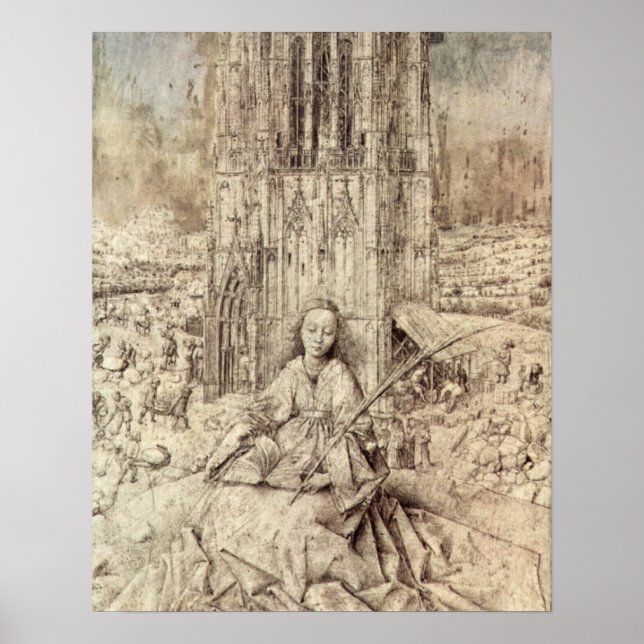 Die St. Barbara av Jan van Eyck Poster (Framsidan)