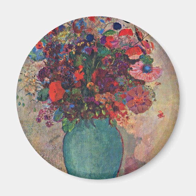 Die Türkisvase by Redon Odilon (Bästa kvalitet) Magnet (Framsidan)