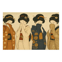 Die Vier Schüchternen Geishas - Japan Schönheiten Fototryck