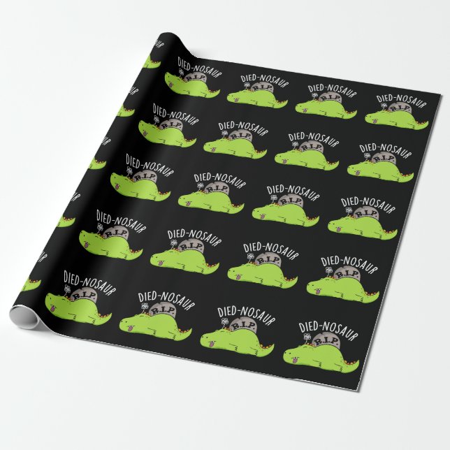 Died-nosaur Roliga Dinosaurie Puns Mörk BG Presentpapper (Utrullad)