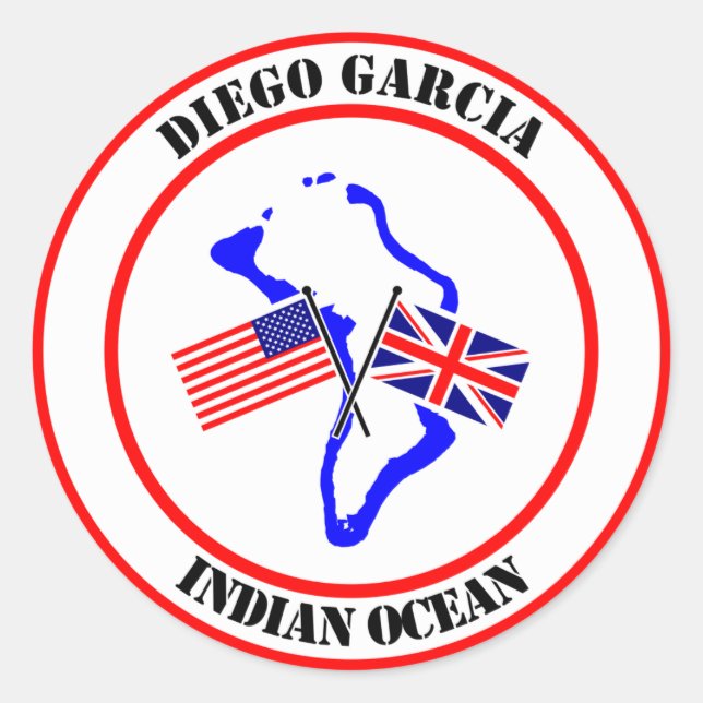 Diego Garcia Indian Ocean Runt Klistermärke (Framsida)