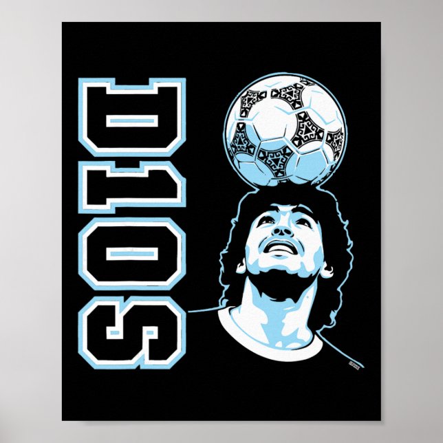 Diego Maradona D10s Headll Retro fotboll  Poster (Framsidan)