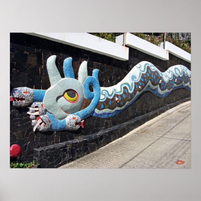 Diego Rivera House of Vinds Mural Blue Serpent Poster (Framsidan)