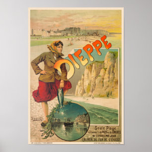 Dieppe Frankrike Vintage resor Poster 1900