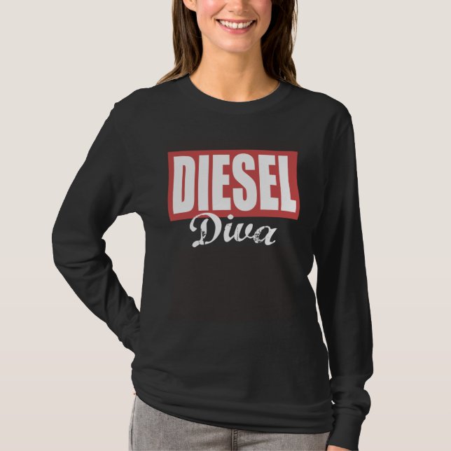 Diesel Diva Ladies Diesel Truck Dirty Diesel Chick T Shirt (Framsida)