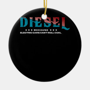 Diesel för att elbilar inte kan rulla kol Lastbil Julgransprydnad Keramik