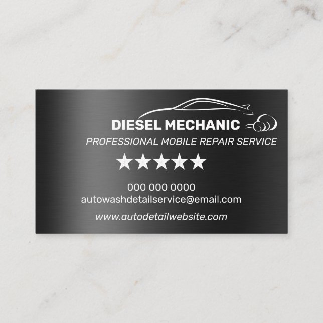 Diesel Mechanic Automotive Repair Service Metall Visitkort (Framsida)