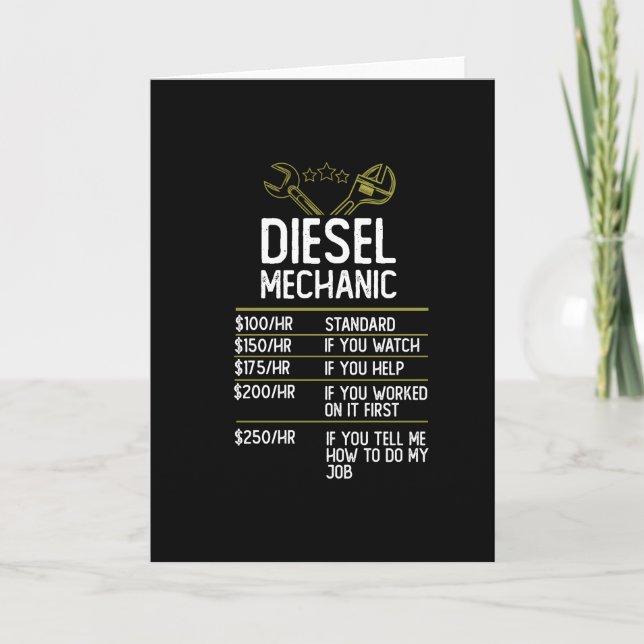 Diesel Mechanic Crateur Gift presenterar idén Kort (Framsida)