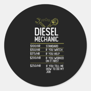 Diesel Mechanic Crateur Gift presenterar idén Runt Klistermärke