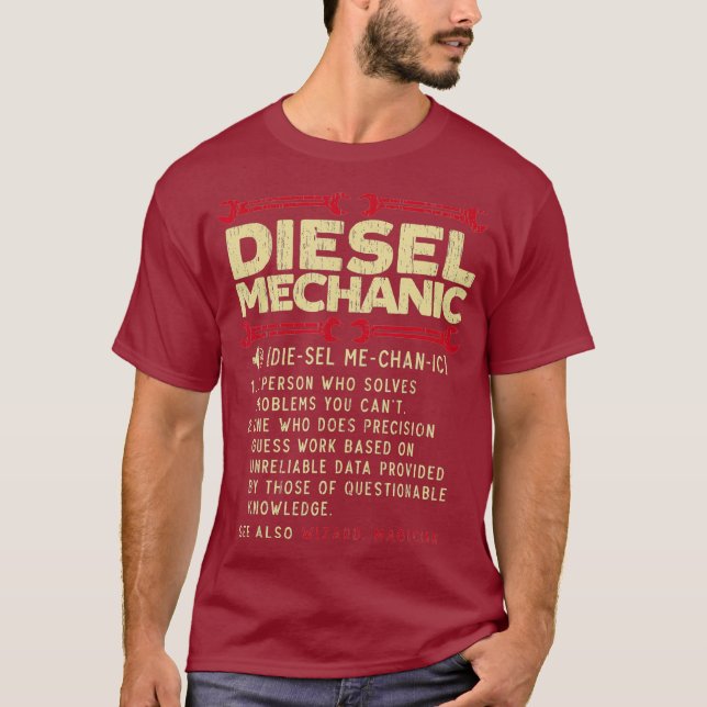 Diesel Mechanic Definition Automobile Fordon T Shirt (Framsida)