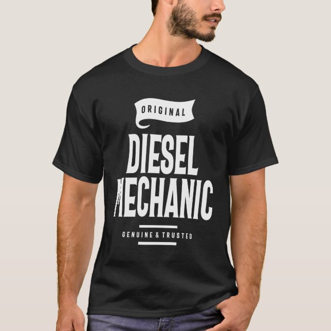 Diesel Mechanic Gift Funny Job Title Profession T Shirt (Framsida)