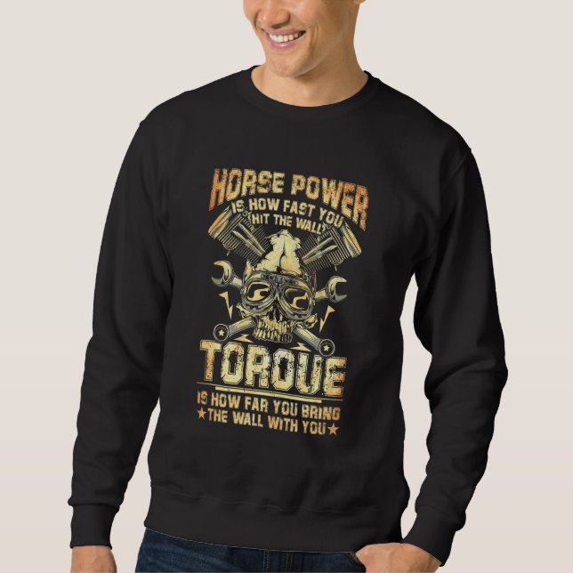 Diesel Mechanic Horsepower Torque Manar Lång Ärmad Tröja (Framsida)