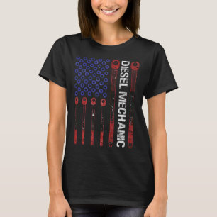 Diesel Mechanic Torque Wrench USA American Flagga T Shirt