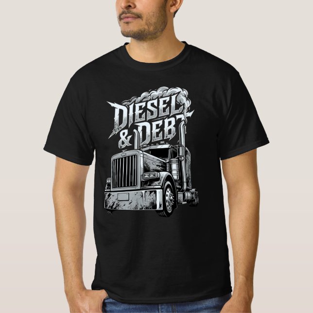 Diesel och skuld Lastbilschaufför present T Shirt (Framsida)
