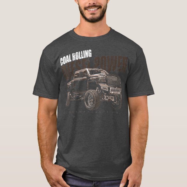 Diesel Power Coal Rolling Diesel Lastbil T Shirt (Framsida)