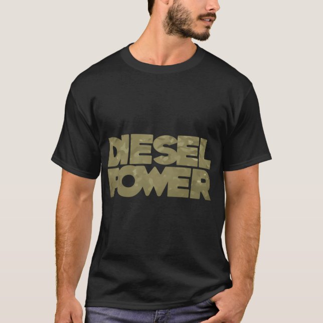 Diesel Power Diesel Engine 4 x 4 Lastbil T Shirt (Framsida)