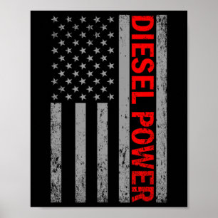Diesel Power Usa Flagga Lastbil Turbo Brothers Mec Poster
