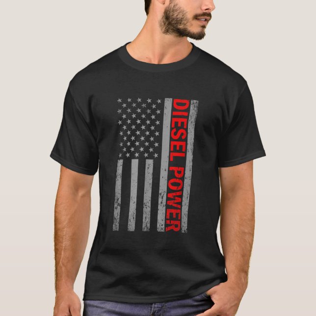 Diesel Power USA flagga Lastbil Turbo Brothers Mec T Shirt (Framsida)