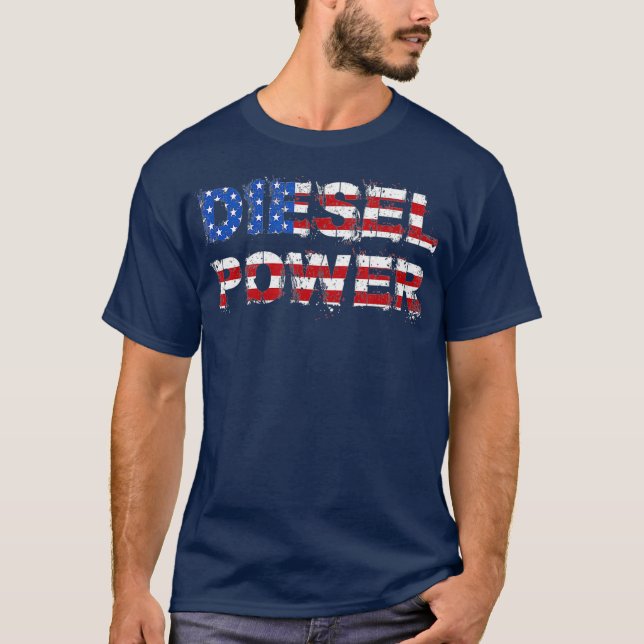 Diesel Power USA flagga Turbo Diesels Lastbilar Ro T Shirt (Framsida)