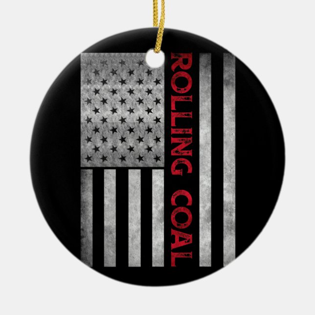 Diesel Rolling Coal Flagga Hoodie Lastbil Turbo Br Julgransprydnad Keramik (Framsidan)