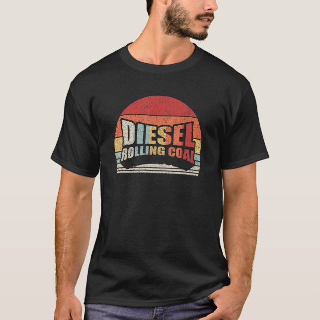 Diesel Rolling Coal Retro Funny Diesel Engine Dies T Shirt (Framsida)