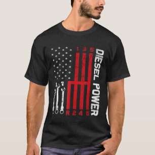 Dieselmekaniska skiftverk Amerikanska Flagga Drag T Shirt