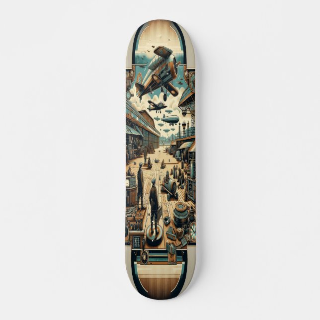 "Dieselpunk Airfield Deck" Mini Skateboard Bräda 18,5 Cm (Framsida)