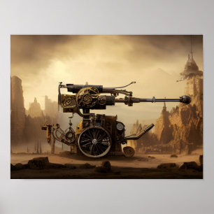Dieselpunk Krig Maskin Fantasy Art Poster