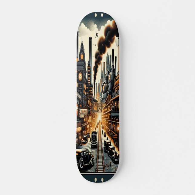 "Dieselpunk Urban Ligcape Deck" Mini Skateboard Bräda 18,5 Cm (Framsida)