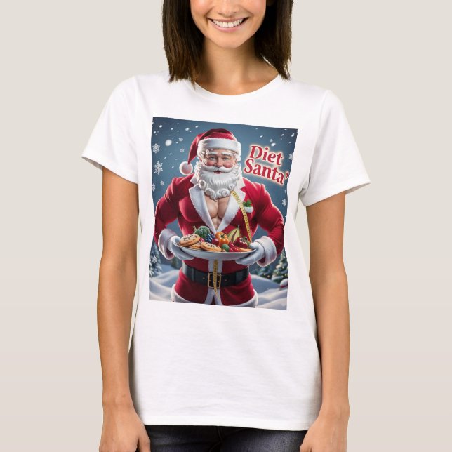 Diet Santa jul T-Shirt-Helgdag Tee med Roligt (Framsida)