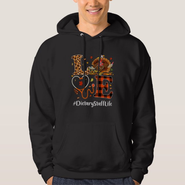 Dietary Staff Love Thanksgiving Leopard  Turkey Hoodie (Framsida)