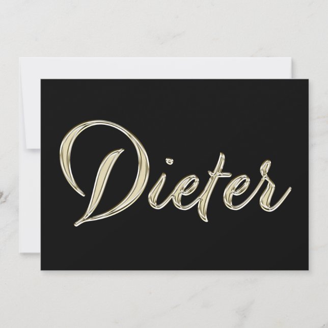 Dieter Name white gold Handwriting Karte Kort (Framsida)