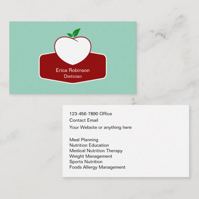 Dietician Weight Management Business Cards Visitkort (Fram/baksida)