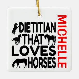 Dietitian Kärlek Horses ANPASSNINGSBAR Julgransprydnad Keramik