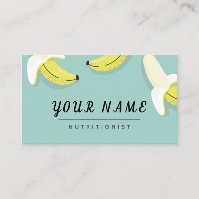 Dietitisk nitritionist ritad Bananas Cute Fruit Visitkort (Framsida)