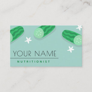 Dietitist Nutritionist Food Industry Cute Cucumber Visitkort
