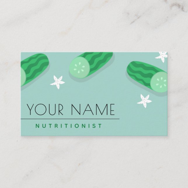 Dietitist Nutritionist Food Industry Cute Cucumber Visitkort (Framsida)